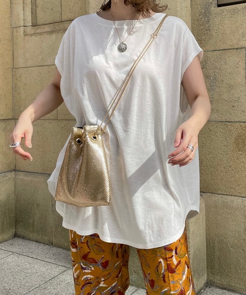 DouDou（ドゥドゥ）の「【WEB限定】フレンチビッグT（Tシャツ/カットソー・レディース・チャコールグレー/オフホワイト/オレンジ・FREE）」の10枚目の写真