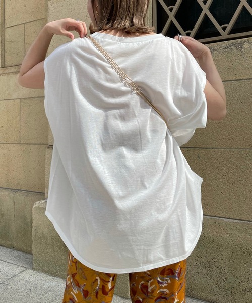DouDou（ドゥドゥ）の「【WEB限定】フレンチビッグT（Tシャツ/カットソー・レディース・チャコールグレー/オフホワイト/オレンジ・FREE）」の16枚目の写真