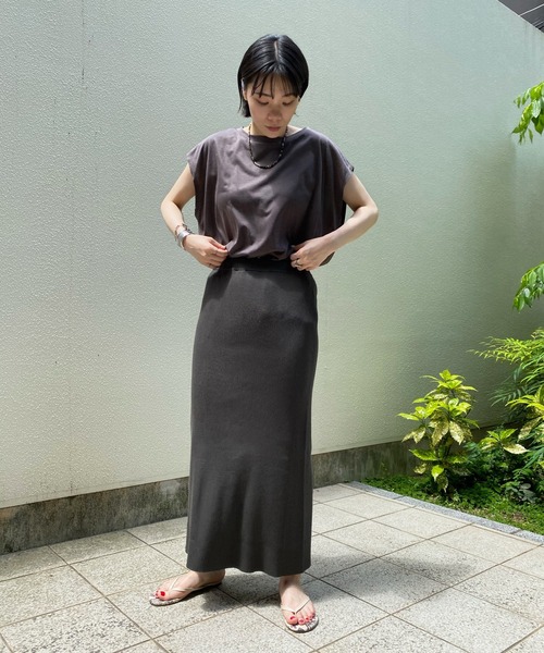DouDou（ドゥドゥ）の「【WEB限定】フレンチビッグT（Tシャツ/カットソー・レディース・チャコールグレー/オフホワイト/オレンジ・FREE）」の12枚目の写真