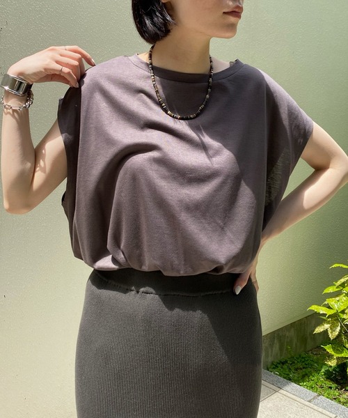 DouDou（ドゥドゥ）の「【WEB限定】フレンチビッグT（Tシャツ/カットソー・レディース・チャコールグレー/オフホワイト/オレンジ・FREE）」の15枚目の写真