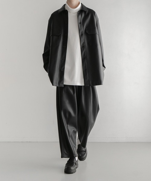 remer（リメール）の「loose tuck wide leather PT/ルーズタックワイドレザーパンツ（その他パンツ・メンズ・ブラック・SMALL/MEDIUM/LARGE）」の7枚目の写真