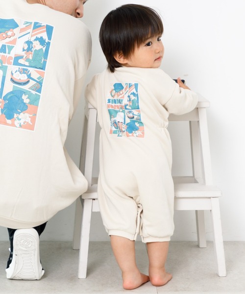 MAKE YOUR DAY(メイクユアデイ)の「ファミリー裏起毛カバーオール■70.80cm(ロンパース・キッズ・ブラック/アイボリー・70/80)」の1枚目の写真
