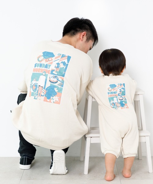 MAKE YOUR DAY(メイクユアデイ)の「ファミリー裏起毛カバーオール■70.80cm(ロンパース・キッズ・ブラック/アイボリー・70/80)」の4枚目の写真