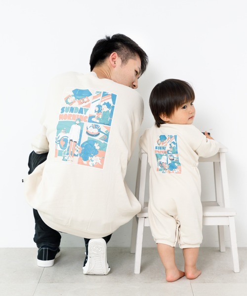 MAKE YOUR DAY(メイクユアデイ)の「ファミリー裏起毛カバーオール■70.80cm(ロンパース・キッズ・ブラック/アイボリー・70/80)」の3枚目の写真