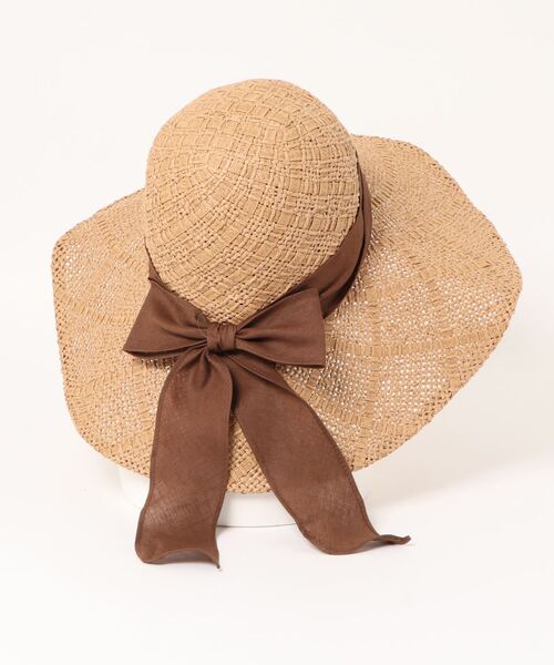 LE MORE（リモア）の「リボンストローハット（ハット・レディース・ベージュ/ブラウン・FREE）」の3枚目の写真