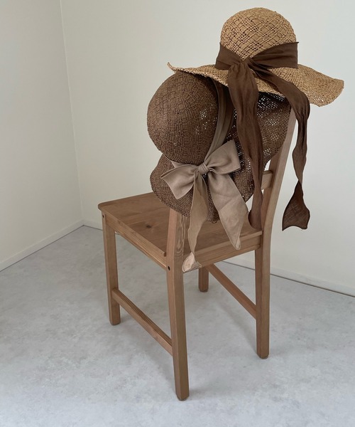 LE MORE（リモア）の「リボンストローハット（ハット・レディース・ベージュ/ブラウン・FREE）」の2枚目の写真