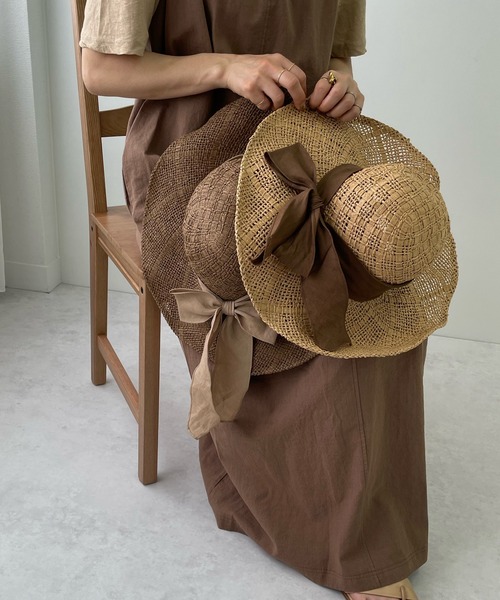 LE MORE（リモア）の「リボンストローハット（ハット・レディース・ベージュ/ブラウン・FREE）」の12枚目の写真