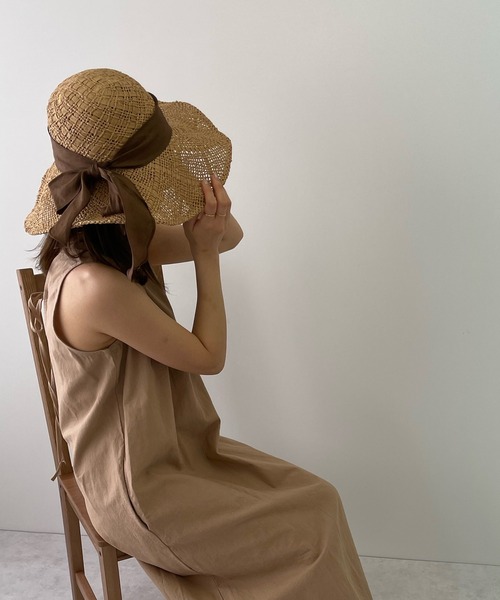 LE MORE（リモア）の「リボンストローハット（ハット・レディース・ベージュ/ブラウン・FREE）」の7枚目の写真