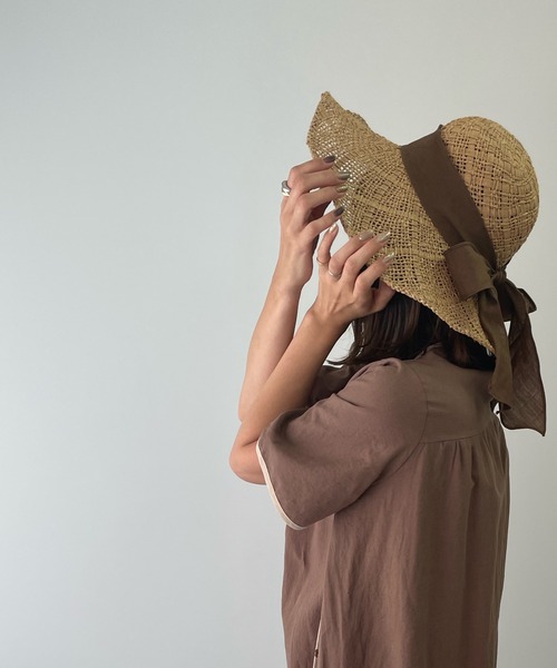 LE MORE（リモア）の「リボンストローハット（ハット・レディース・ベージュ/ブラウン・FREE）」の15枚目の写真