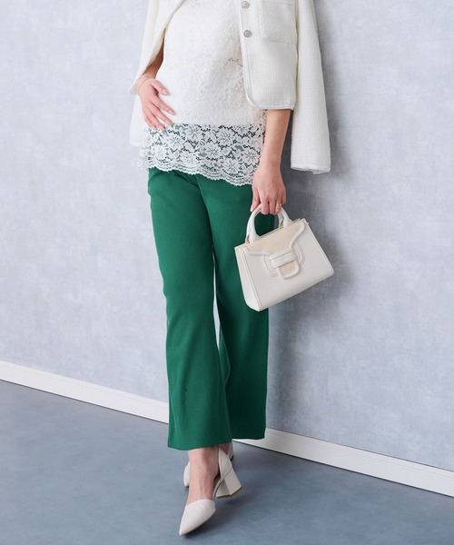 SweetMommy（スウィートマミー）の「【ZOZO限定カラー】【マタニティ】 フリーカットリブ ワイドパンツ　選べる2タイプ（マタニティウェア/グッズ・レディース・グリーン/アイボリー/モカ/グレイッシュベージュ/チャコール/ブラック/ピンク/グリーン系/ブラック系/チャコールグレー/ベージュ/グレー/アイボリー系・M/L）」の12枚目の写真