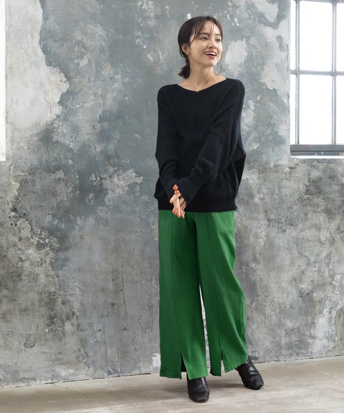 SweetMommy（スウィートマミー）の「【ZOZO限定カラー】【マタニティ】 フリーカットリブ ワイドパンツ　選べる2タイプ（マタニティウェア/グッズ・レディース・グリーン/アイボリー/モカ/グレイッシュベージュ/チャコール/ブラック/ピンク/グリーン系/ブラック系/チャコールグレー/ベージュ/グレー/アイボリー系・M/L）」の18枚目の写真