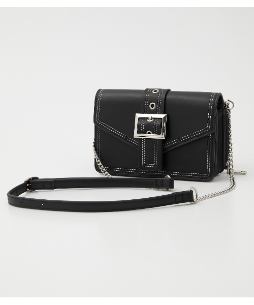 AZUL by moussy(アズールバイマウジー)の「BELT DESIGN WALLET BAG/ベルトデザインウォレットバッグ(ショルダーバッグ・レディース・ブラック/ライトカーキ/アイボリー・FREE)」の10枚目の写真