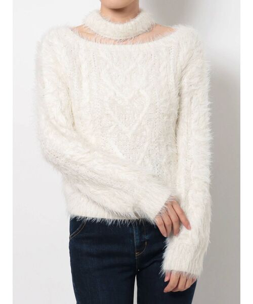 RESEXXY(リゼクシー)の「チョーカーシャギーニットトップス(ニット/セーター・レディース・ブラック/ベージュ/ホワイト/その他1・FREE)」の6枚目の写真