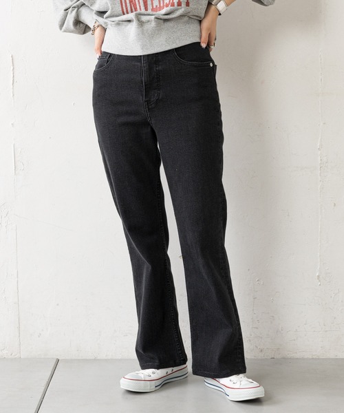 CIAOPANIC TYPY（チャオパニックティピー）の「【TYPYDENIM】スタイルアップフレアパンツ（デニムパンツ・レディース・ブラック/ネイビー/サックスブルー・SMALL/MEDIUM/LARGE/X-SMALL）」の2枚目の写真