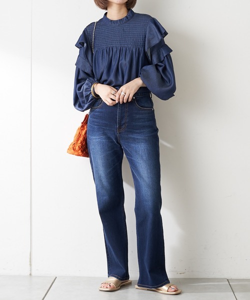 CIAOPANIC TYPY（チャオパニックティピー）の「【TYPYDENIM】スタイルアップフレアパンツ（デニムパンツ・レディース・ブラック/ネイビー/サックスブルー・SMALL/MEDIUM/LARGE/X-SMALL）」の10枚目の写真