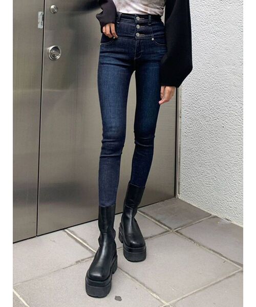 EMODA(エモダ)の「【ELDER】FIXハイウエストデニム(デニムパンツ・レディース・ブラック/インディゴブルー/ブルー/ネイビー・SMALL/MEDIUM/X-SMALL)」の4枚目の写真