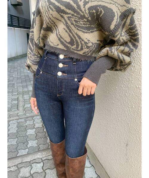 EMODA(エモダ)の「【ELDER】FIXハイウエストデニム(デニムパンツ・レディース・ブラック/インディゴブルー/ブルー/ネイビー・SMALL/MEDIUM/X-SMALL)」の6枚目の写真