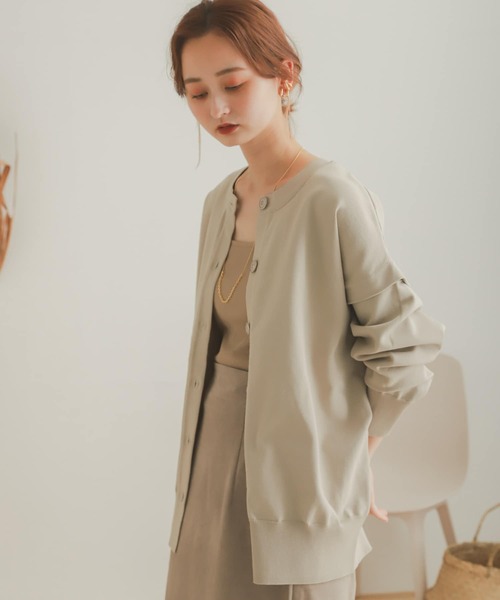 SENSE OF PLACE by URBAN RESEARCH（センスオブプレイスバイアーバンリサーチ）の「スウェットライクMALTI WAYカーディガン（カーディガン/ボレロ・レディース・キャメル/ライトベージュ/ブラック・ONE）」の9枚目の写真