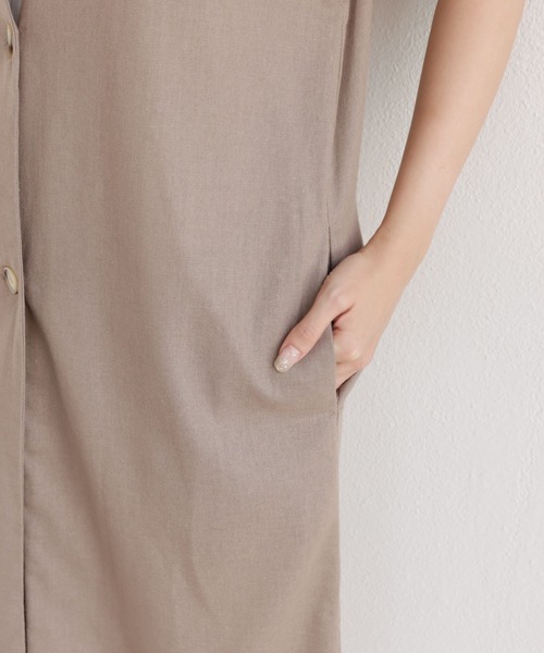 andme（アンドミー）の「レーヨンリネンVネックロングジレ（ベスト・レディース・ブラック/グレー系その他/ブラウン/キナリ/イエロー/レッド・M）」の12枚目の写真