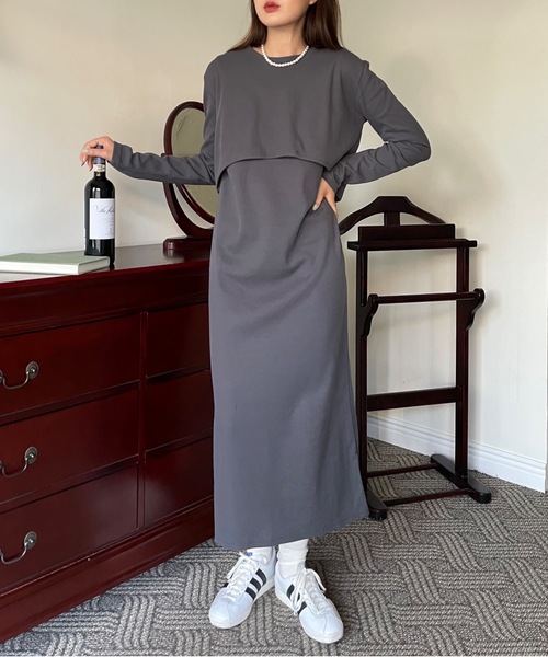 Didot.showroom(ディドット ショールーム)の「《新色追加》ワッフル生地クロップドトップスSETワンピース(ワンピース・レディース・アイボリー/チャコールグレー/ベージュ/ブラック・FREE)」の15枚目の写真