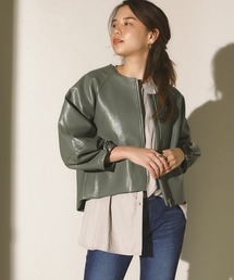 Bou Jeloud | 袖コンシャスエコレザージャケット(ノーカラージャケット)