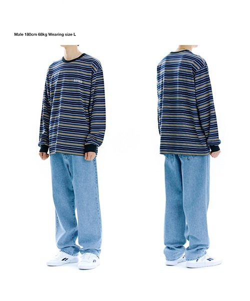 MAHAGRID（マハグリッド）の「【mahagrid】SERIF LOGO STRIPED LS TEE / マハグリッド セリフ ロゴ ストライプ ロングスリーブ Tシャツ（Tシャツ/カットソー・メンズ・ブラック/ネイビー/オリーブ・SMALL/MEDIUM/LARGE/X-LARGE）」の15枚目の写真