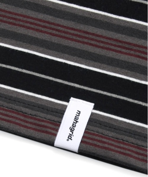 MAHAGRID（マハグリッド）の「【mahagrid】SERIF LOGO STRIPED LS TEE / マハグリッド セリフ ロゴ ストライプ ロングスリーブ Tシャツ（Tシャツ/カットソー・メンズ・ブラック/ネイビー/オリーブ・SMALL/MEDIUM/LARGE/X-LARGE）」の6枚目の写真