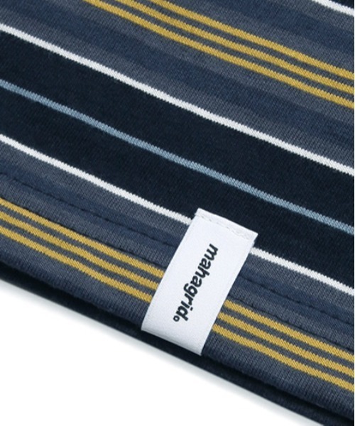 MAHAGRID（マハグリッド）の「【mahagrid】SERIF LOGO STRIPED LS TEE / マハグリッド セリフ ロゴ ストライプ ロングスリーブ Tシャツ（Tシャツ/カットソー・メンズ・ブラック/ネイビー/オリーブ・SMALL/MEDIUM/LARGE/X-LARGE）」の14枚目の写真
