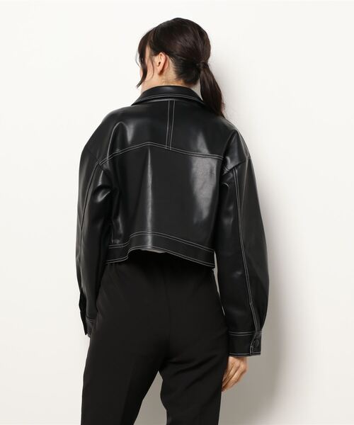 ENVYM（アンビー）の「フェイクレザーステッチＪＫ（その他アウター・レディース・ブラック/ベージュ・FREE）」の7枚目の写真