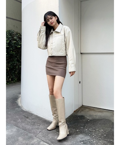 ENVYM（アンビー）の「フェイクレザーステッチＪＫ（その他アウター・レディース・ブラック/ベージュ・FREE）」の12枚目の写真