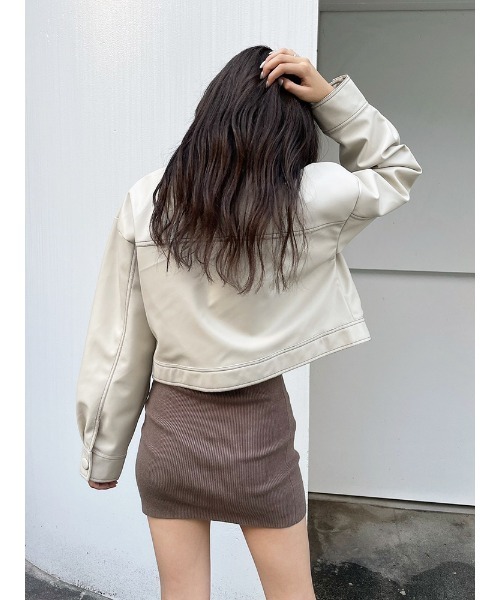 ENVYM（アンビー）の「フェイクレザーステッチＪＫ（その他アウター・レディース・ブラック/ベージュ・FREE）」の16枚目の写真