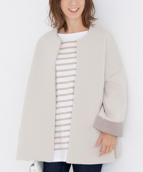 INCEDE(インシード)の「カットスポンジ ボンディングミドルコート(その他アウター・レディース・ブラック/ベージュ/モカ・LL/3L/4L/M/L)」の1枚目の写真