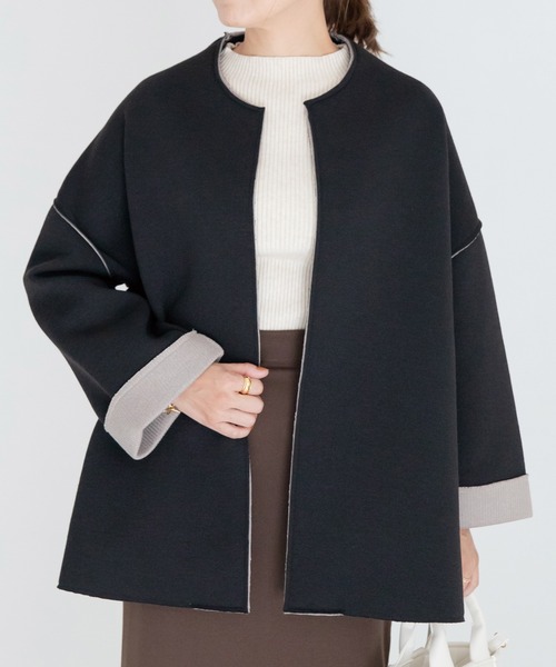 カットスポンジ ボンディングミドルコート レディース ジャケット ...