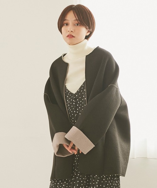 INCEDE(インシード)の「カットスポンジ ボンディングミドルコート(その他アウター・レディース・ブラック/ベージュ/モカ・LL/3L/4L/M/L)」の17枚目の写真