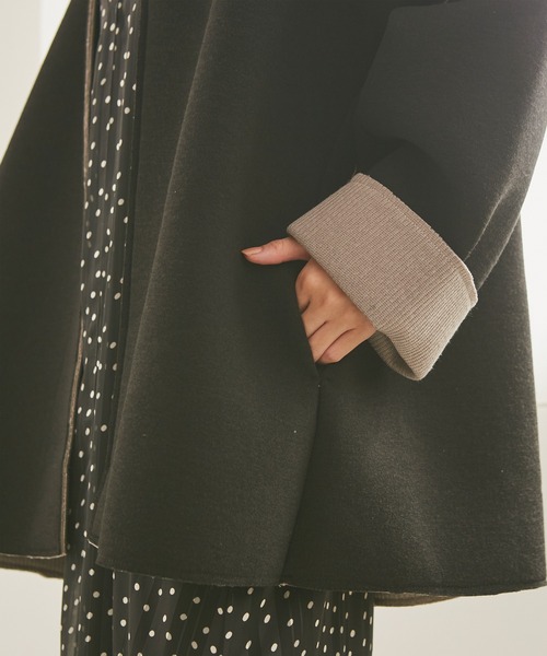 INCEDE(インシード)の「カットスポンジ ボンディングミドルコート(その他アウター・レディース・ブラック/ベージュ/モカ・LL/3L/4L/M/L)」の10枚目の写真