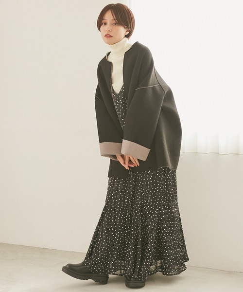 INCEDE(インシード)の「カットスポンジ ボンディングミドルコート(その他アウター・レディース・ブラック/ベージュ/モカ・LL/3L/4L/M/L)」の13枚目の写真