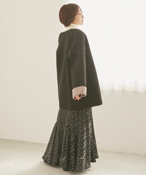 INCEDE(インシード)の「カットスポンジ ボンディングミドルコート(その他アウター・レディース・ブラック/ベージュ/モカ・LL/3L/4L/M/L)」の9枚目の写真