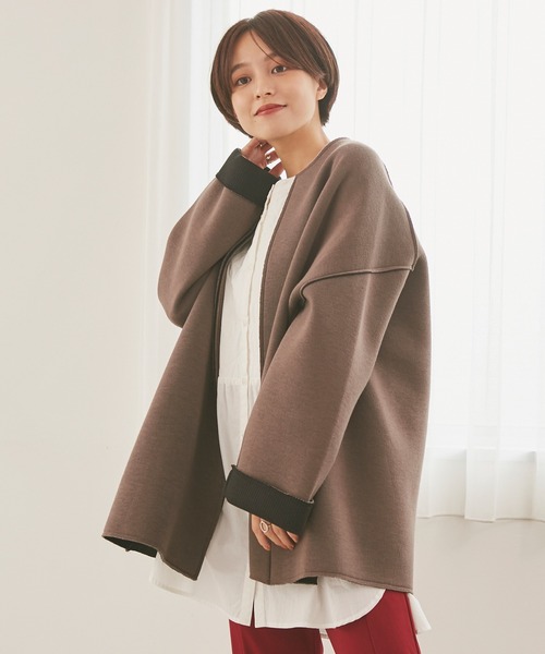 INCEDE(インシード)の「カットスポンジ ボンディングミドルコート(その他アウター・レディース・ブラック/ベージュ/モカ・LL/3L/4L/M/L)」の14枚目の写真