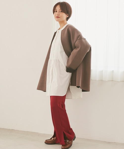 INCEDE(インシード)の「カットスポンジ ボンディングミドルコート(その他アウター・レディース・ブラック/ベージュ/モカ・LL/3L/4L/M/L)」の15枚目の写真