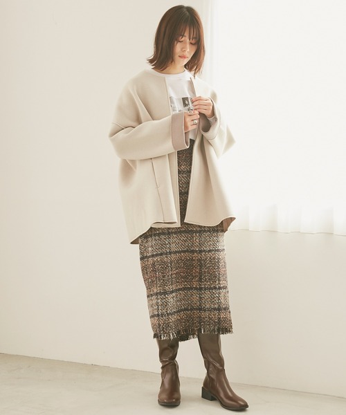 INCEDE(インシード)の「カットスポンジ ボンディングミドルコート(その他アウター・レディース・ブラック/ベージュ/モカ・LL/3L/4L/M/L)」の21枚目の写真