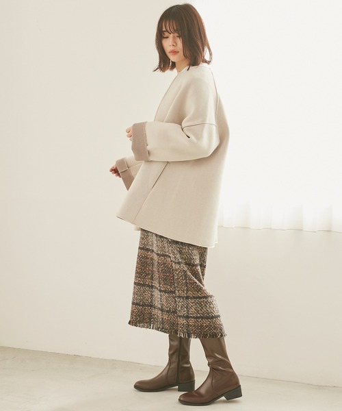 INCEDE(インシード)の「カットスポンジ ボンディングミドルコート(その他アウター・レディース・ブラック/ベージュ/モカ・LL/3L/4L/M/L)」の16枚目の写真