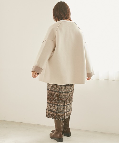 INCEDE(インシード)の「カットスポンジ ボンディングミドルコート(その他アウター・レディース・ブラック/ベージュ/モカ・LL/3L/4L/M/L)」の8枚目の写真