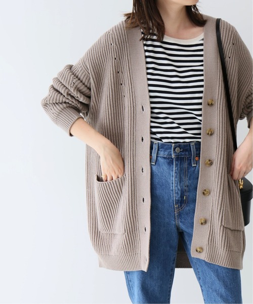 SLOBE IENA（スローブイエナ）の「畦Vネックカーディガン◆（カーディガン/ボレロ・レディース・ベージュ系その他/グリーン/ネイビー・FREE）」の16枚目の写真