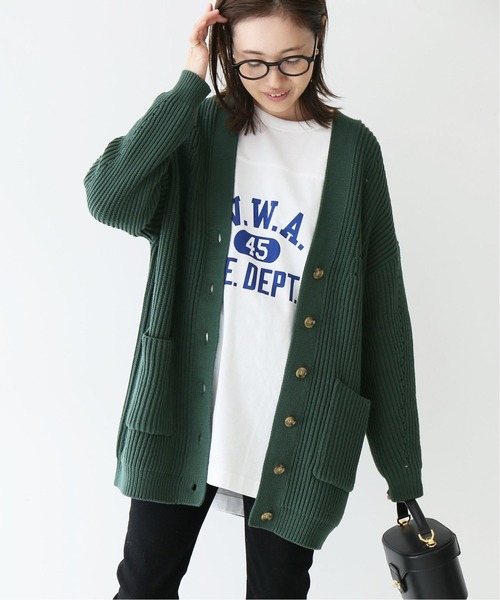 SLOBE IENA（スローブイエナ）の「畦Vネックカーディガン◆（カーディガン/ボレロ・レディース・ベージュ系その他/グリーン/ネイビー・FREE）」の17枚目の写真
