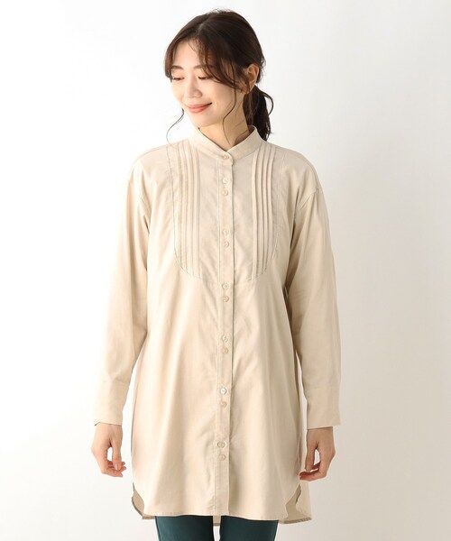 SHOO・LA・RUE（シューラルー）の「◆ピンタックコーデュロイシャツ（シャツ/ブラウス・レディース・ダークブラウン/オフホワイト/オリーブ・00）」の4枚目の写真