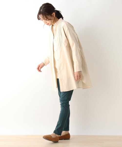 SHOO・LA・RUE（シューラルー）の「◆ピンタックコーデュロイシャツ（シャツ/ブラウス・レディース・ダークブラウン/オフホワイト/オリーブ・00）」の8枚目の写真