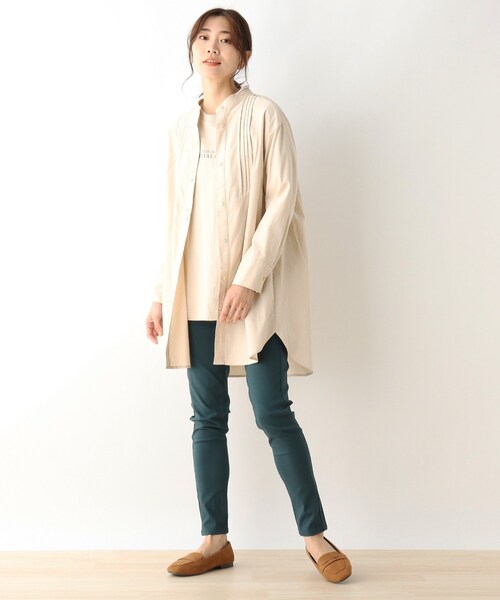 SHOO・LA・RUE（シューラルー）の「◆ピンタックコーデュロイシャツ（シャツ/ブラウス・レディース・ダークブラウン/オフホワイト/オリーブ・00）」の10枚目の写真