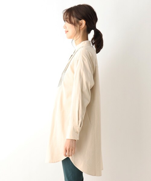 SHOO・LA・RUE（シューラルー）の「◆ピンタックコーデュロイシャツ（シャツ/ブラウス・レディース・ダークブラウン/オフホワイト/オリーブ・00）」の12枚目の写真