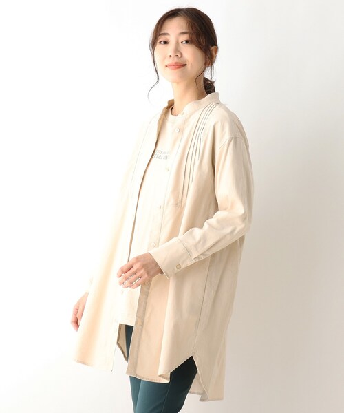 SHOO・LA・RUE（シューラルー）の「◆ピンタックコーデュロイシャツ（シャツ/ブラウス・レディース・ダークブラウン/オフホワイト/オリーブ・00）」の9枚目の写真