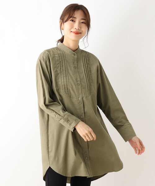 SHOO・LA・RUE（シューラルー）の「◆ピンタックコーデュロイシャツ（シャツ/ブラウス・レディース・ダークブラウン/オフホワイト/オリーブ・00）」の11枚目の写真